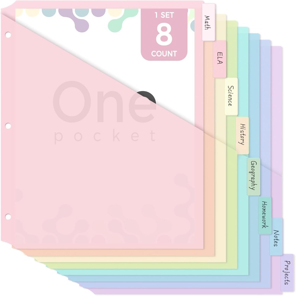 Tab Divider A4 - 8개 A4 파스텔 바인더 디바이더 8탭