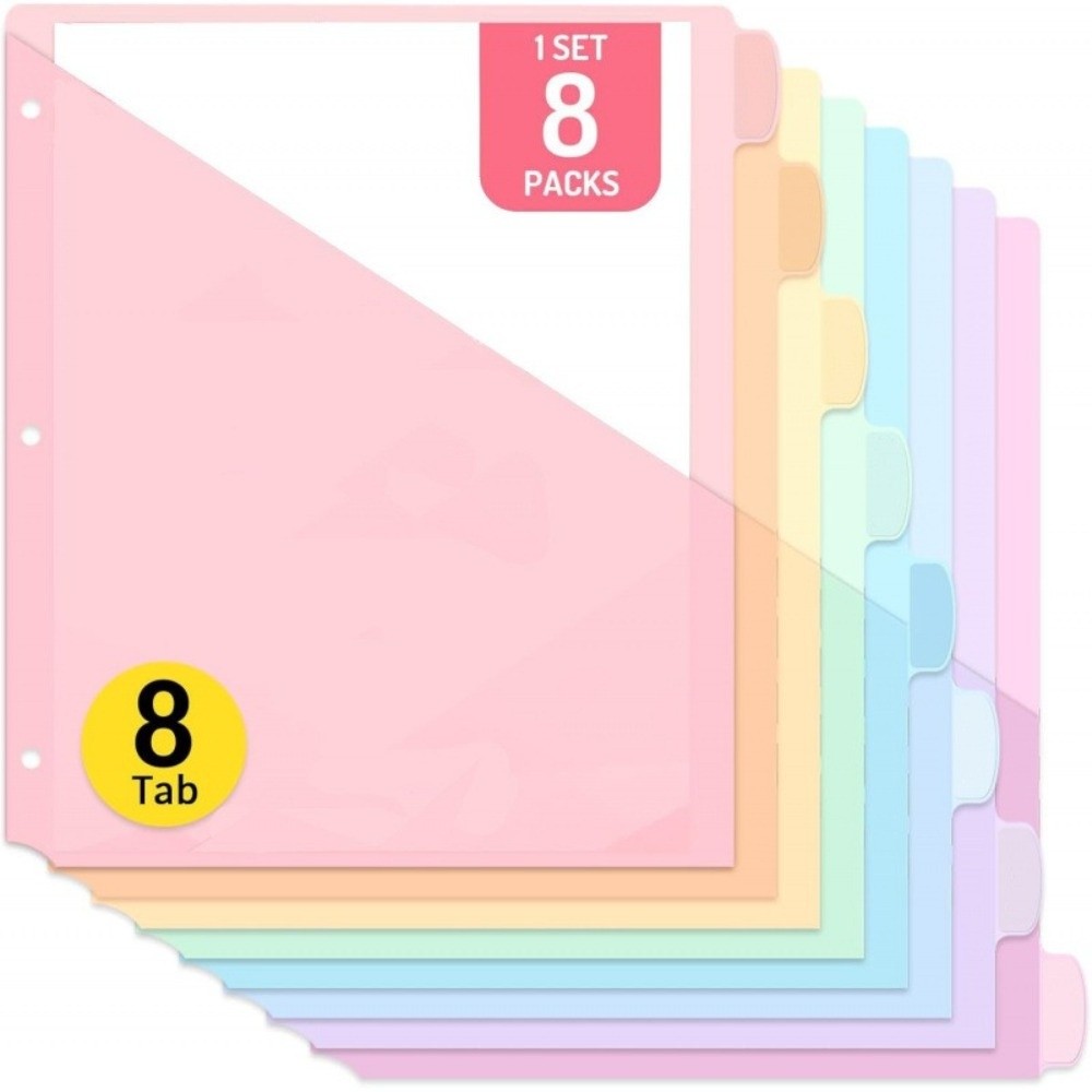 Tab Divider A4 - A4 파스텔 바인더 디바이더 8개, 8탭